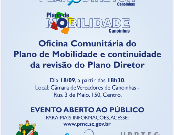 Amanhã tem oficina comunitária de diretrizes e propostas dos planos Diretor e de Mobilidade