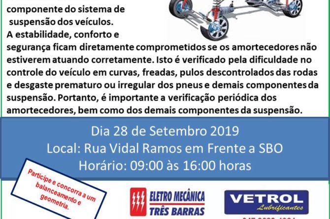 Núcleo de reparação automotiva da ACIC realizará avaliação gratuita de amortecedores no próximo sábado