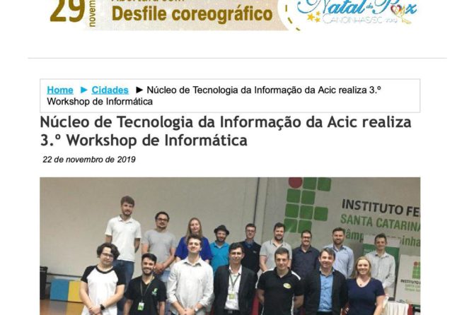 Núcleo de Tecnologia da Informação da Acic realiza 3.º Workshop de Informática – Fonte: JMais